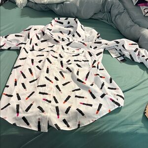 Karl Lagerfeld White Shirt with Lipstick Design